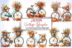 Autumn Vintage Bicycle Clipart Bundle - CraftNest - Digital Crafting and Art