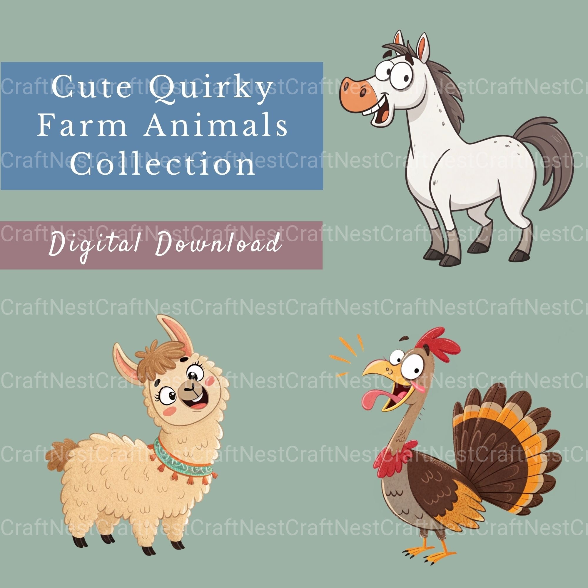 Farm Animals Quirky Clipart Bundle