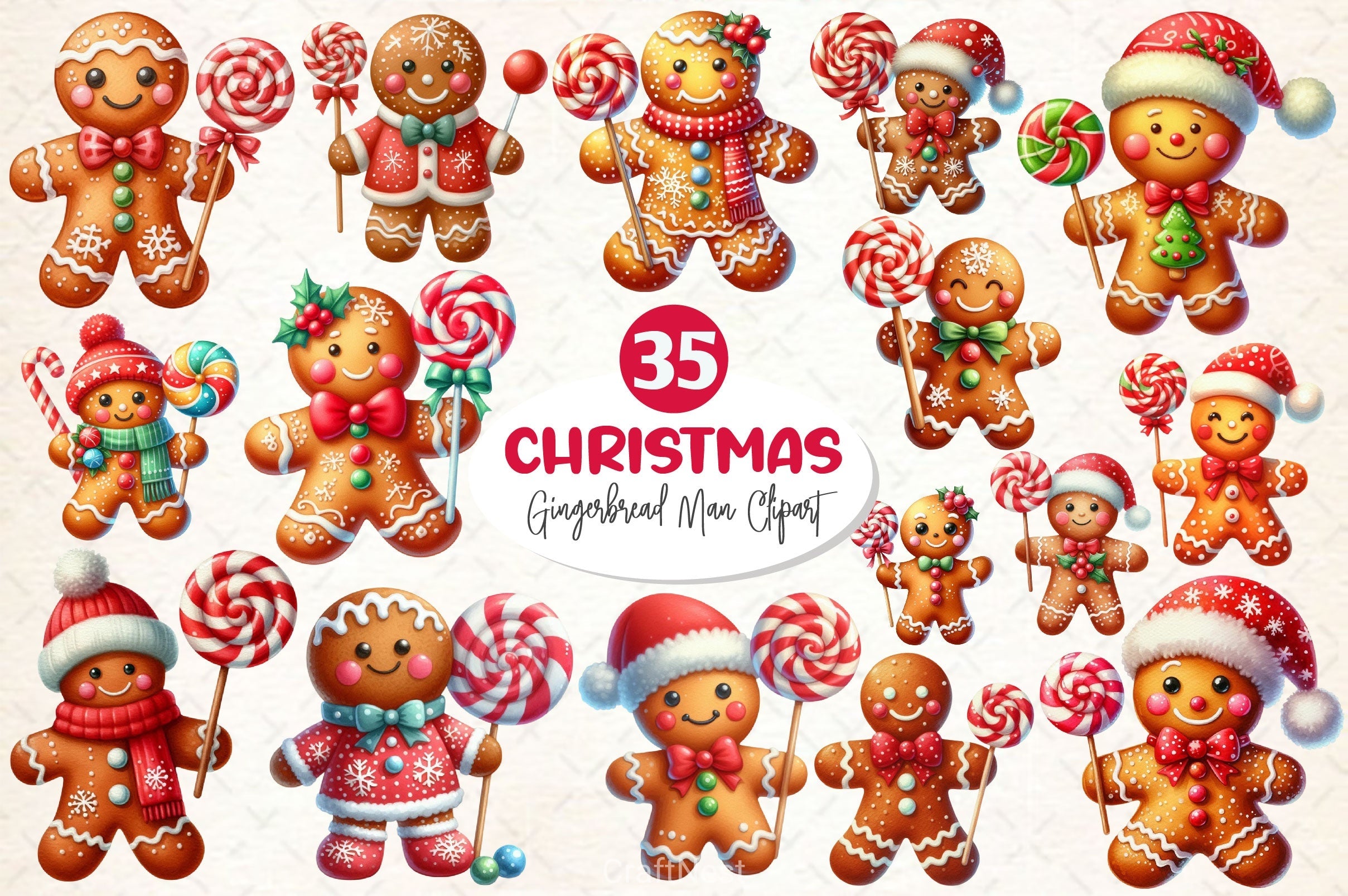 Christmas Gingerbread Man Clipart Bundle 3