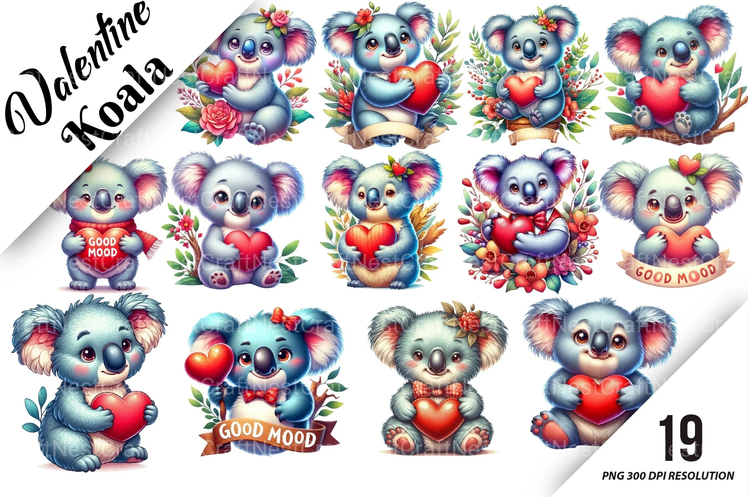 Valentine Koala Clipart Bundle 2 - CraftNest - Digital Crafting and Art