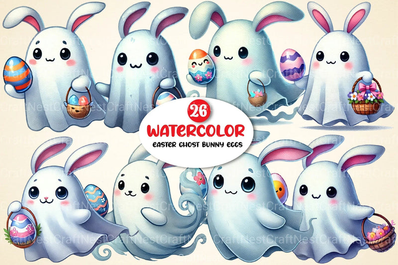 Ghost Bunny Eggs Clipart Bundle - CraftNest - Digital Crafting and Art