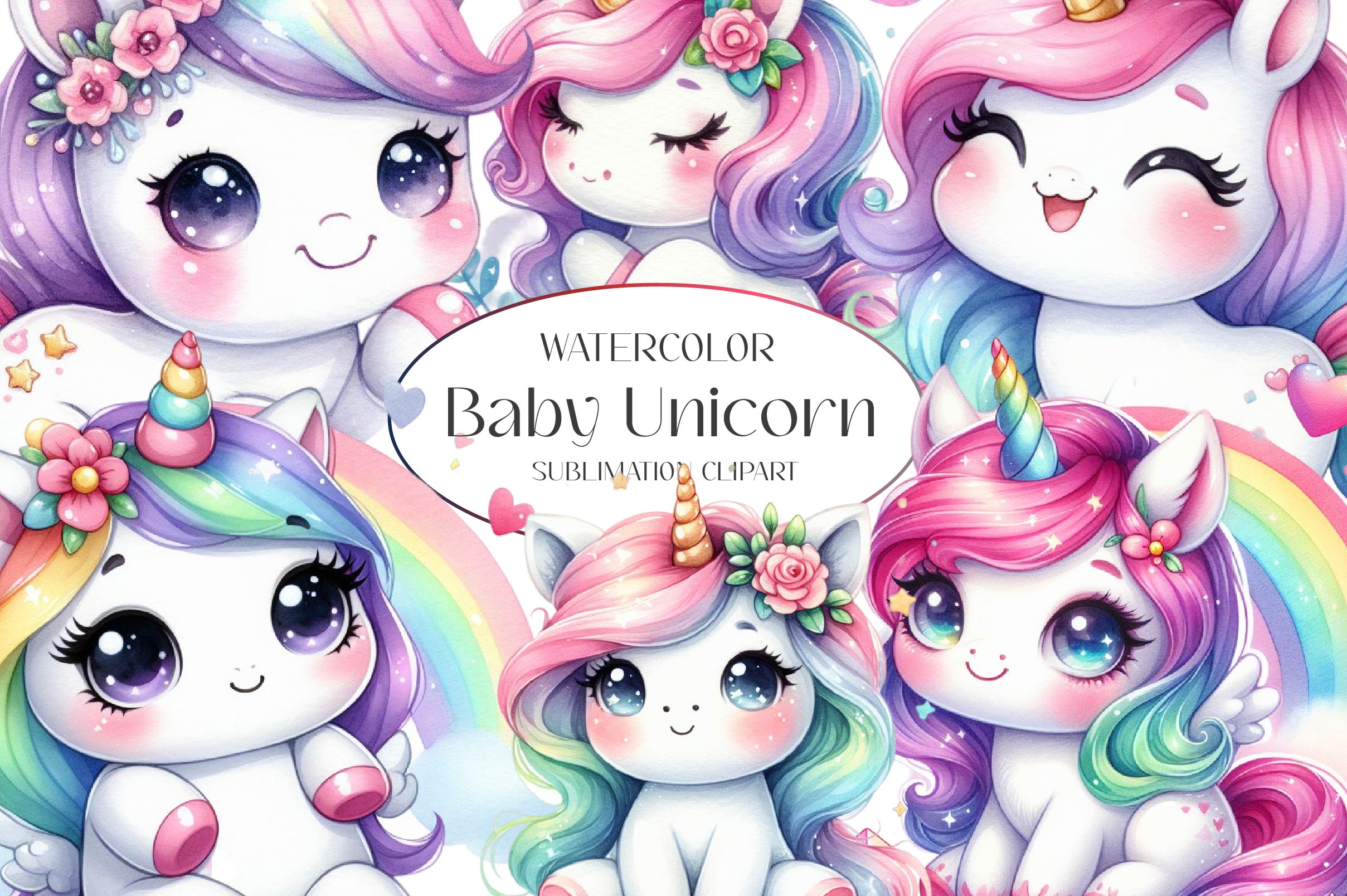 Baby Unicorn Clipart Bundle