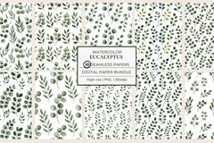 Eucalyptus and Leafy Branches Seamless Papers - CraftNest - Digital Crafting and Art