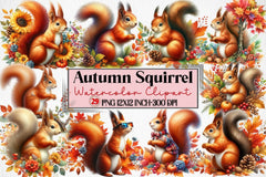 Autumn Squirrel Clipart Bundle 2 - CraftNest - Digital Crafting and Art
