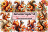 Autumn Squirrel Clipart Bundle