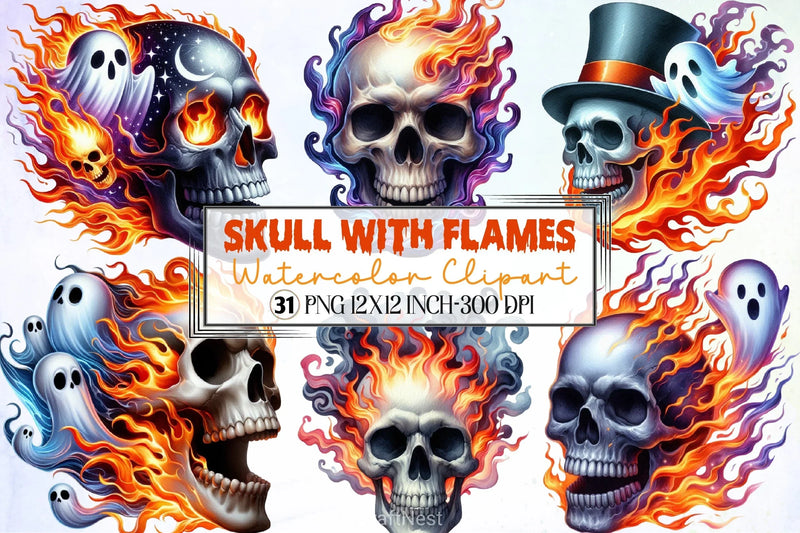 Skull Flames Clipart Bundle - CraftNest - Digital Crafting and Art