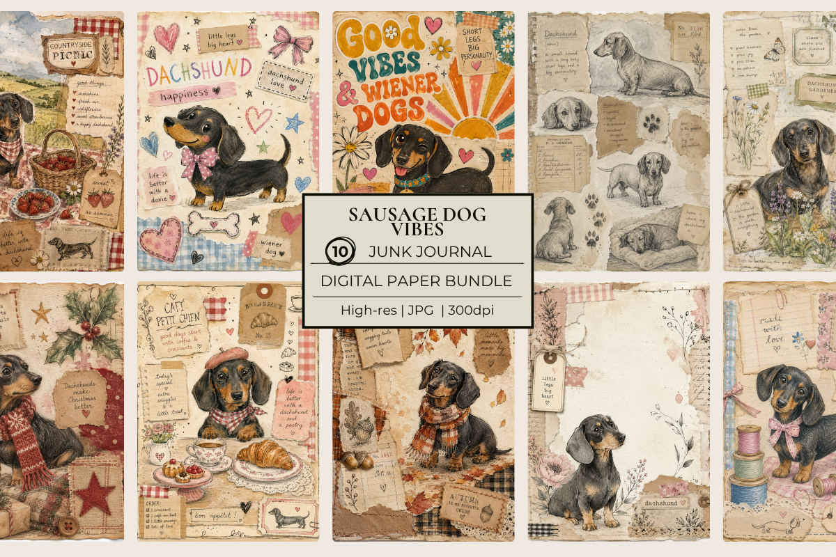Sausage Dog Vibes Junk Journal Pack