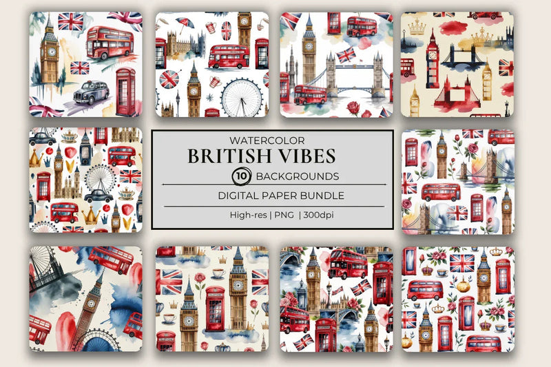 British Vibes Background Papers - CraftNest - Digital Crafting and Art