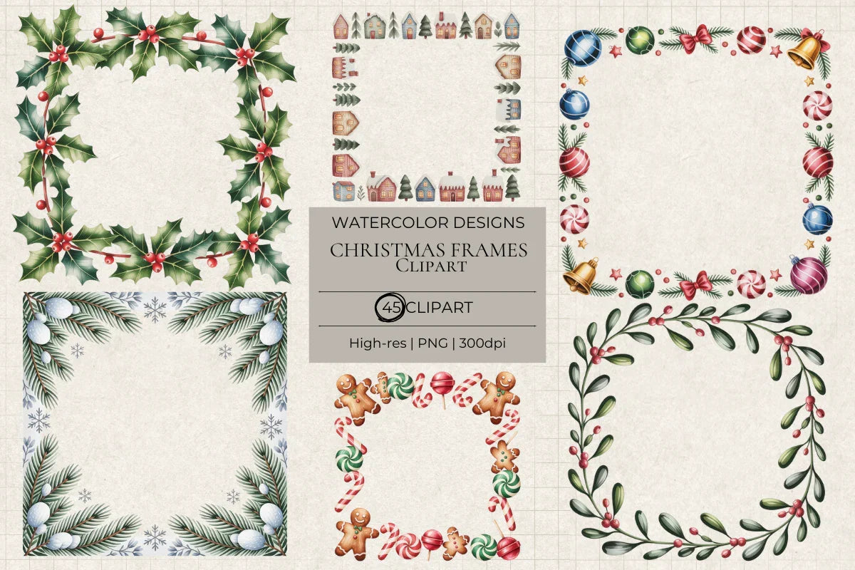 Christmas Frames Clipart - CraftNest - Digital Crafting and Art