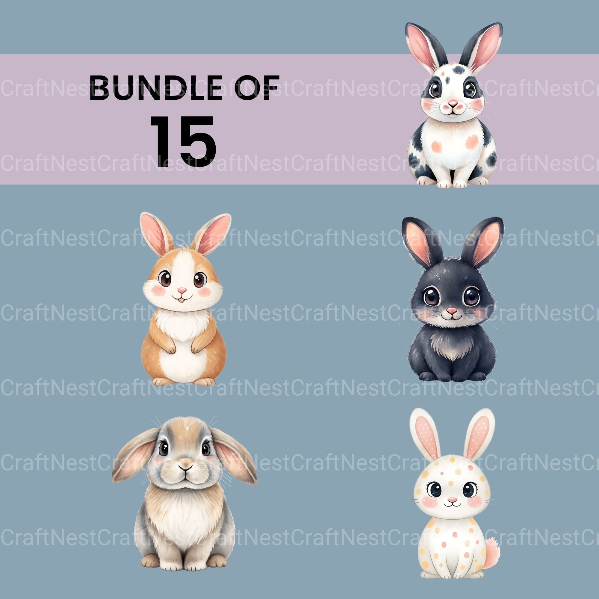Bunny Rabbits Clipart Bundle