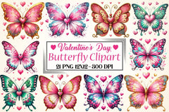 Valentine Butterfly Clipart Bundle - CraftNest - Digital Crafting and Art