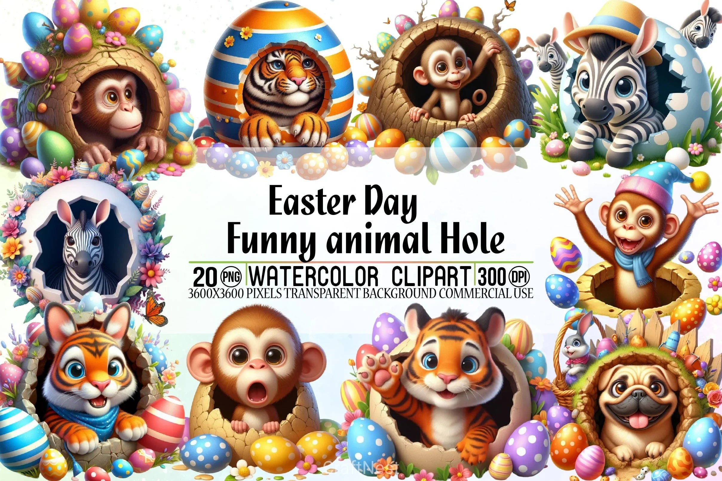 Easter Animal Hole Clipart Bundle - CraftNest - Digital Crafting and Art