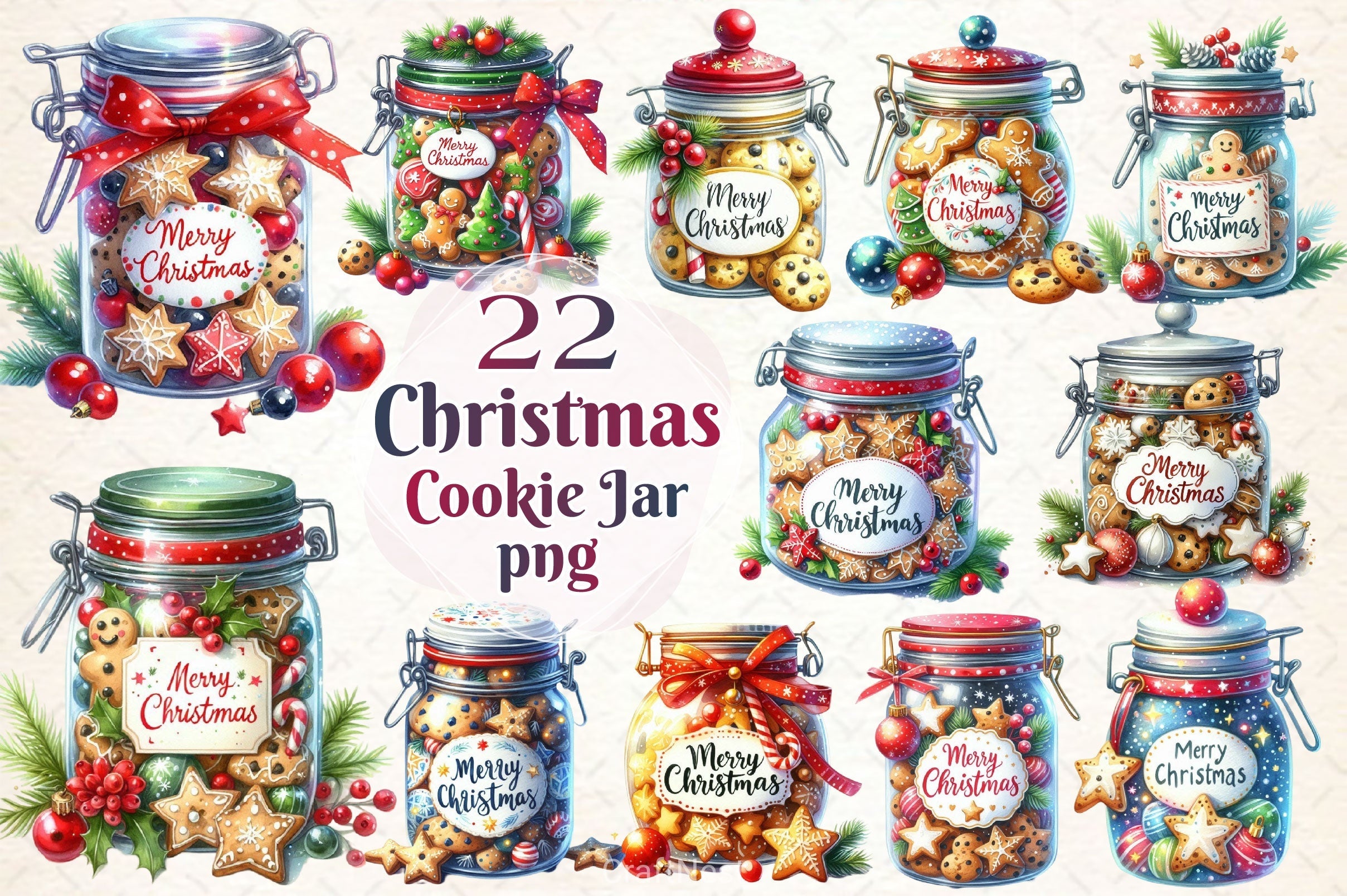 Christmas Cookie Jar Clipart Bundle 4