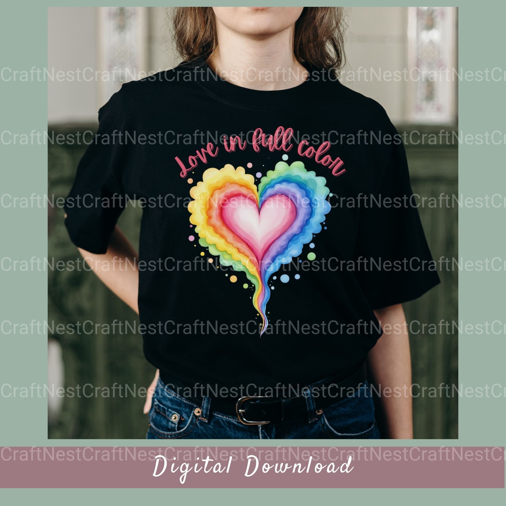 Love In Full Color Shirt Design Clipart Bundle
