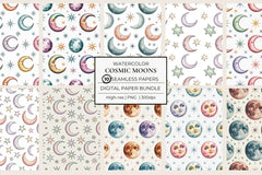 Cosmic Moons Seamless Papers - CraftNest - Digital Crafting and Art