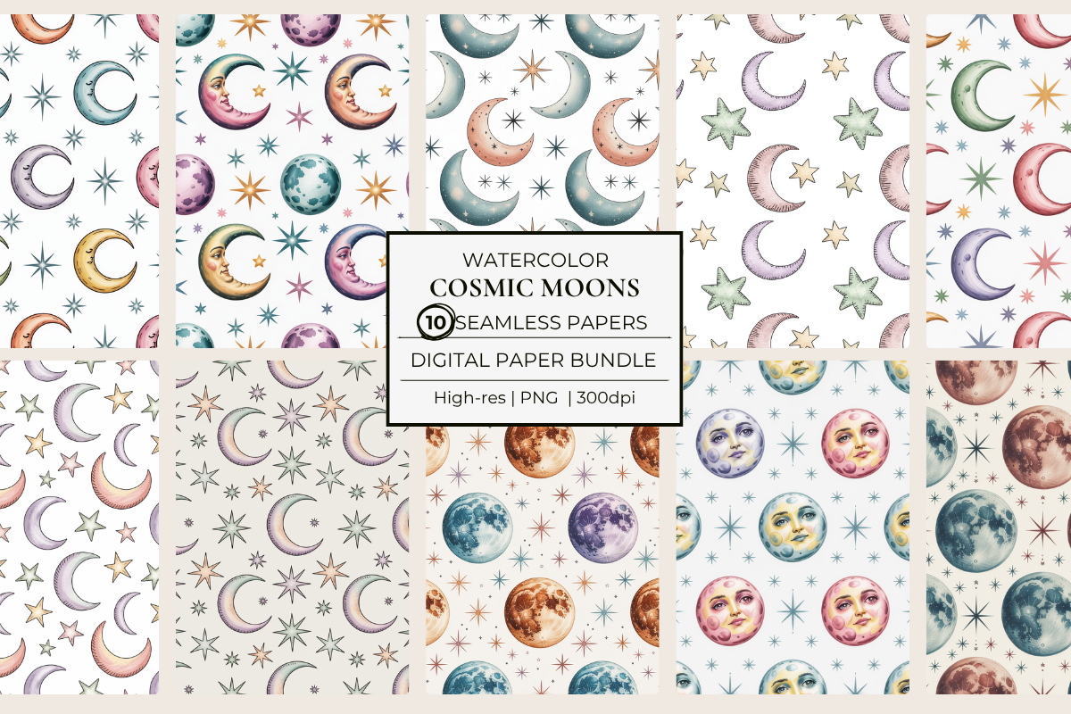 Cosmic Moons Seamless Papers