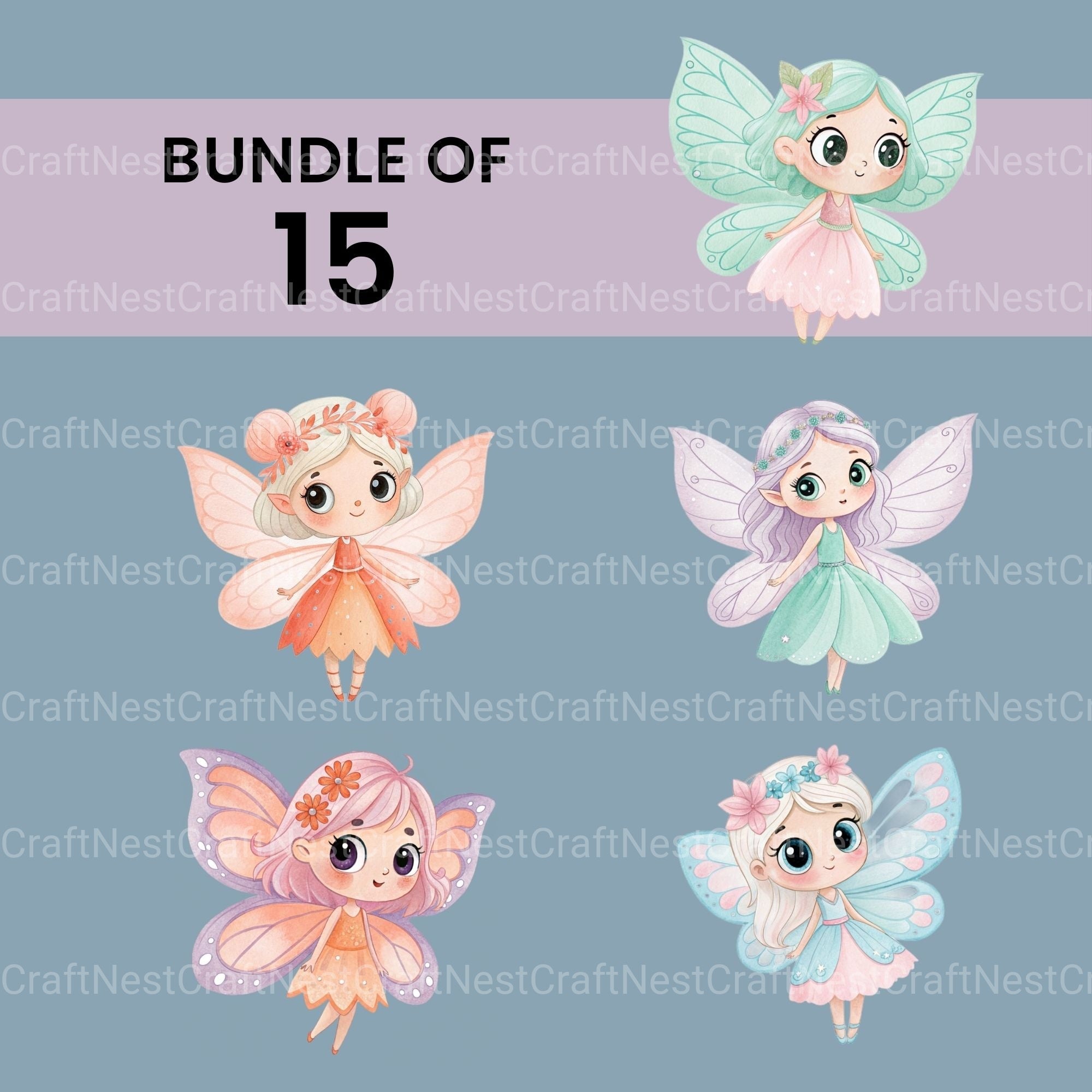 Cute Fairies Clipart Bundle