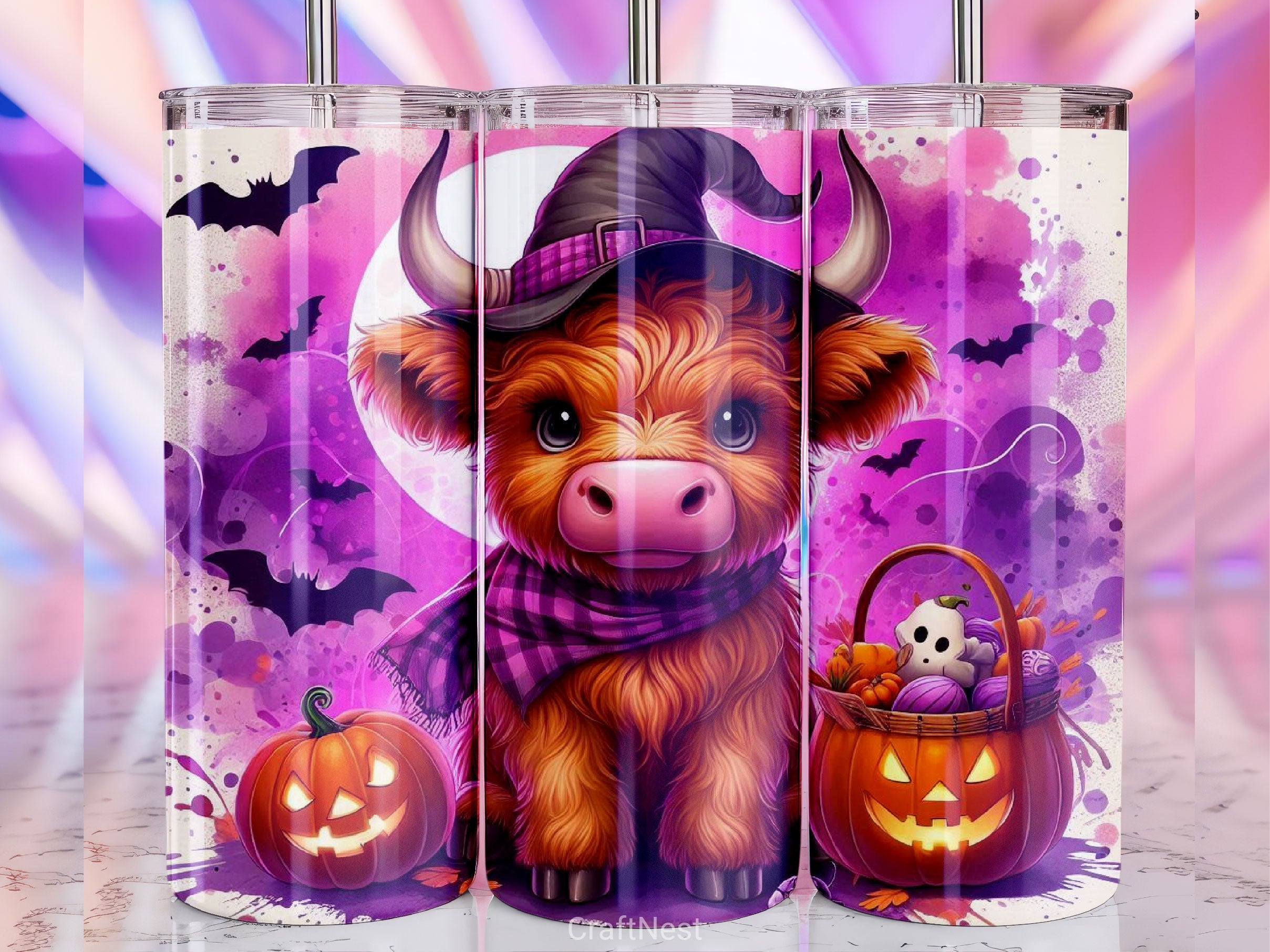 Halloween Highland Cow Tumbler Wrap Bundle 1