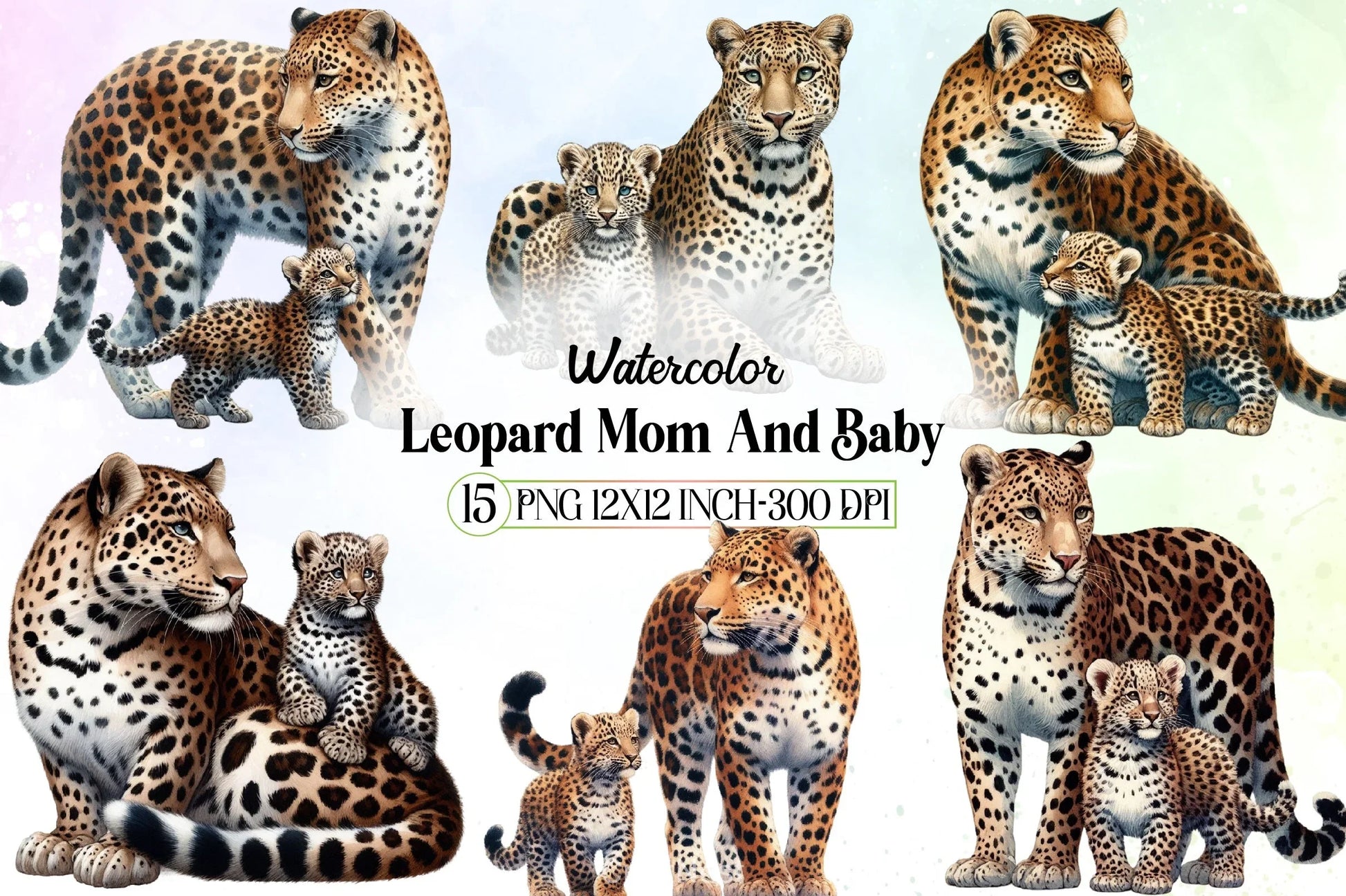 Leopard Mom & Baby Clipart Bundle - CraftNest - Digital Crafting and Art