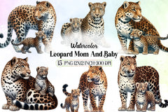 Leopard Mom & Baby Clipart Bundle - CraftNest - Digital Crafting and Art