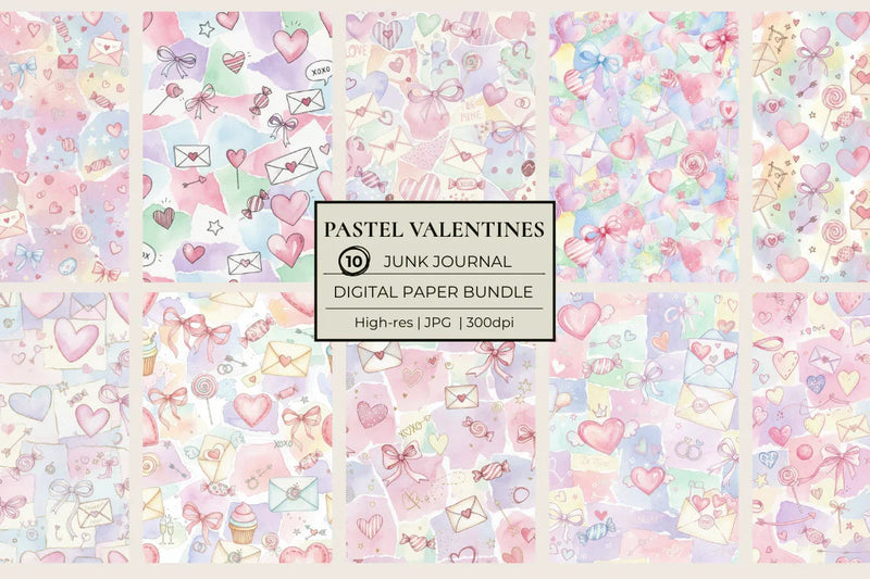 Pastel Valentines Junk Journal Papers - CraftNest - Digital Crafting and Art