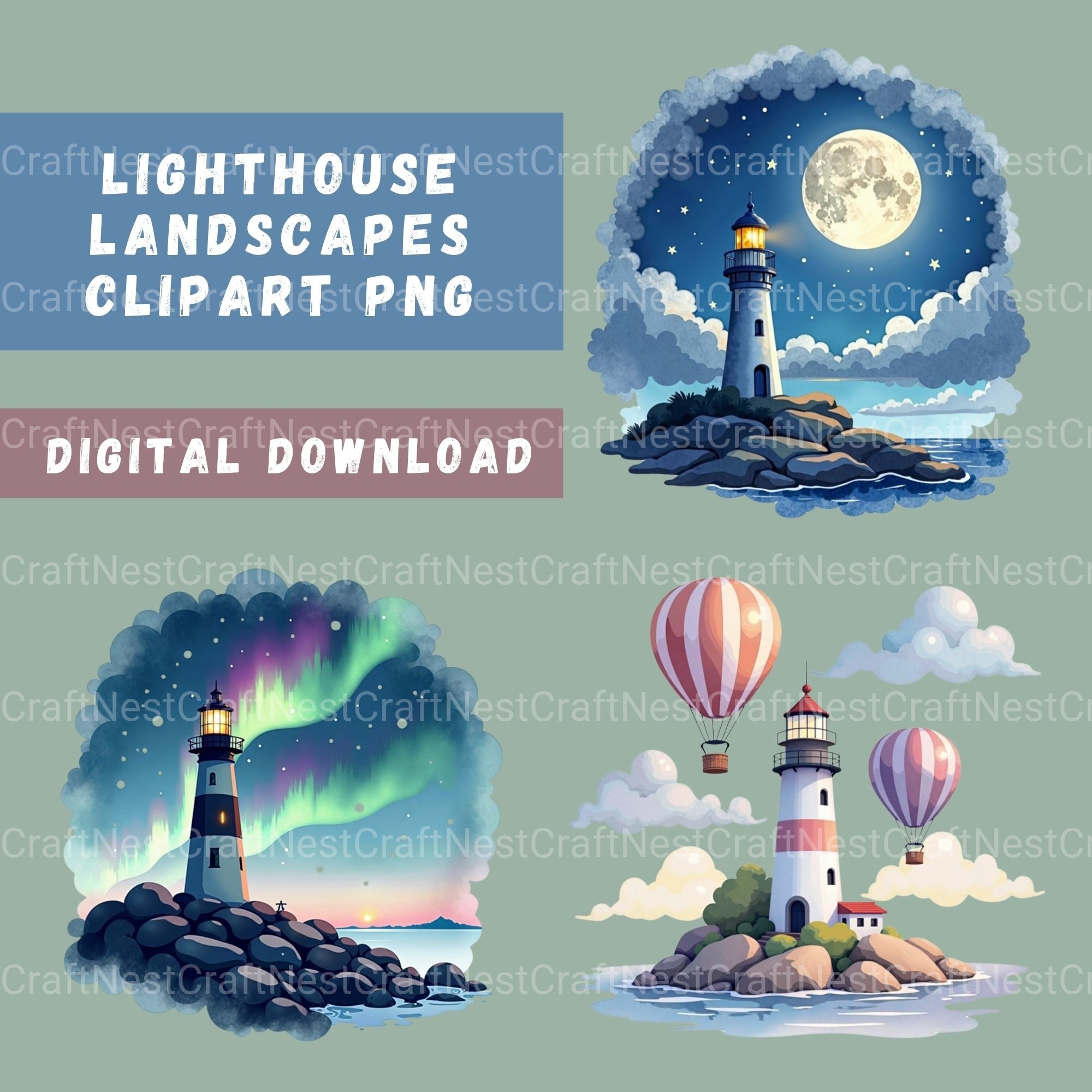 Lighthouses Clipart Bundle