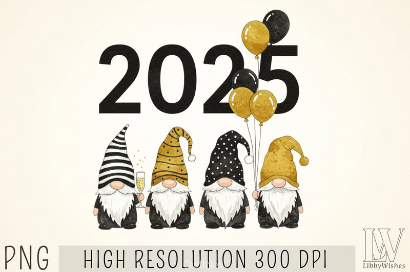 New Year Gnomes 2025 Clipart Bundle 7 - CraftNest - Digital Crafting and Art