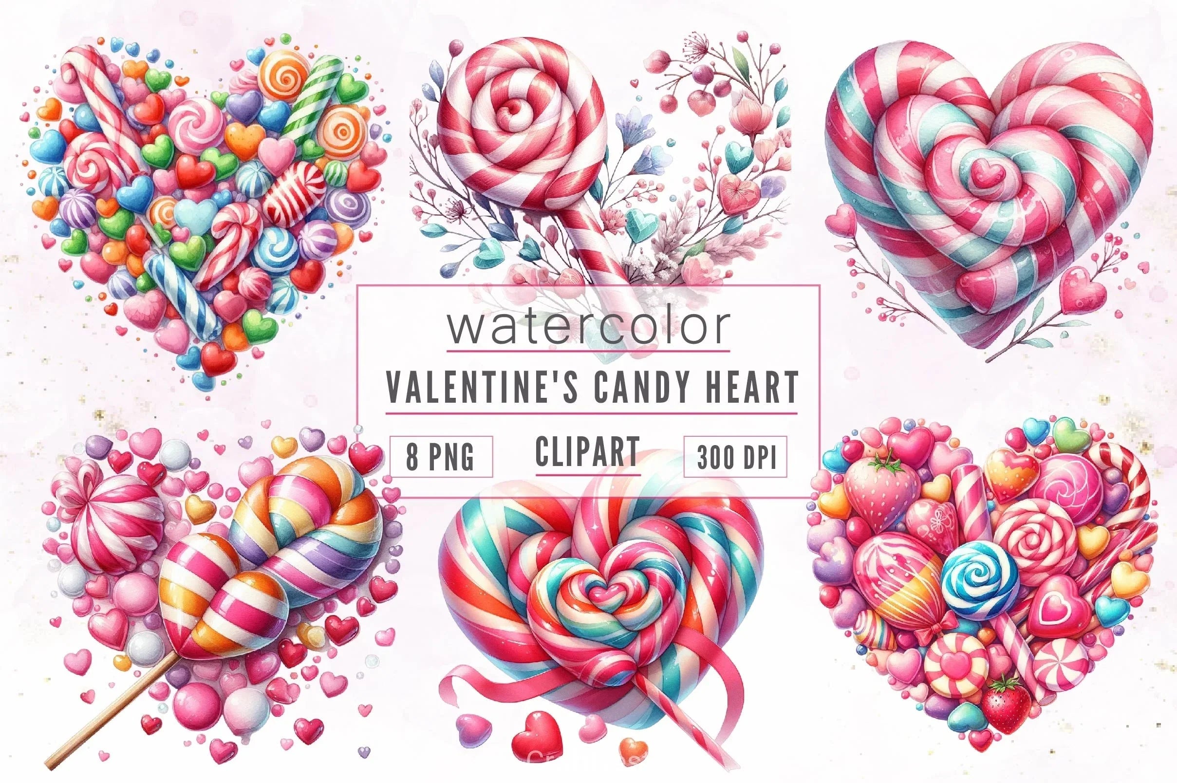 Valentine's Candy Heart Clipart Bundle - CraftNest - Digital Crafting and Art