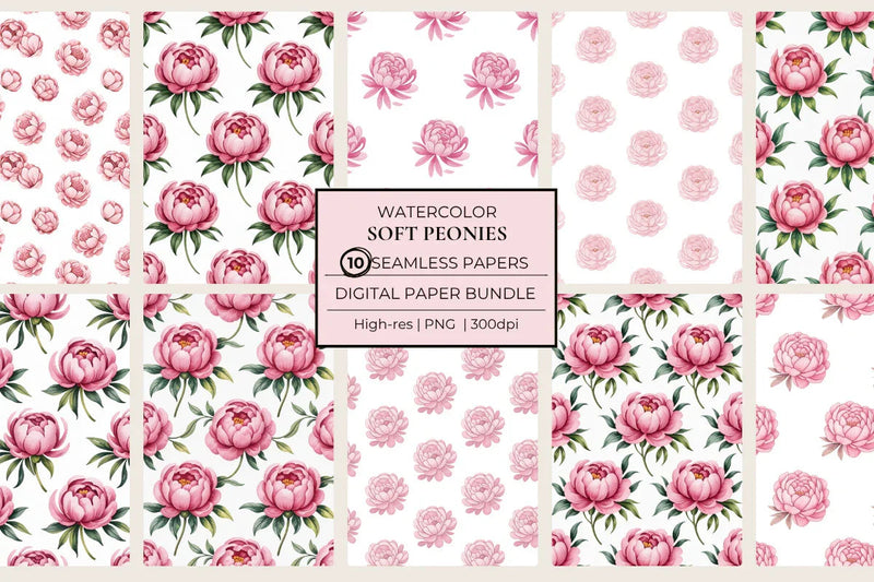 Soft Peonies Seamless Papers - CraftNest - Digital Crafting and Art