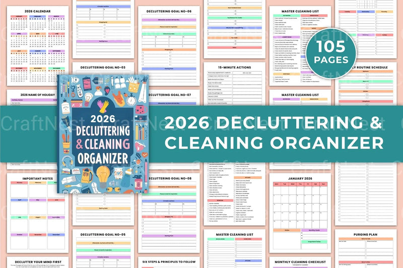Decluttering and Cleaning Organizer KDP - CraftNest - Digital Crafting and Art
