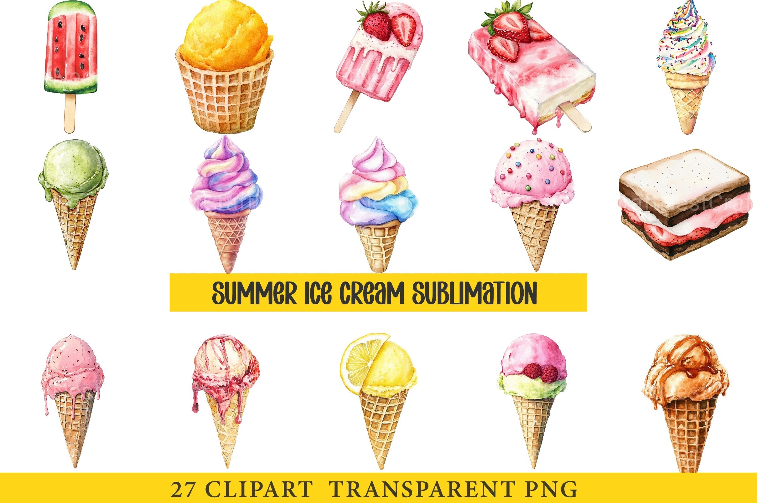 Summer Ice Cream Clipart Bundle 1