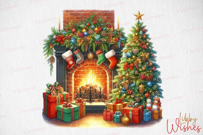 Christmas Fireplace Clipart Bundle 4 - CraftNest - Digital Crafting and Art