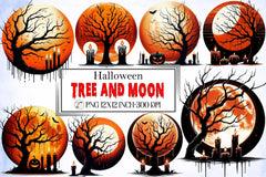 Halloween Tree & Moon Clipart Bundle - CraftNest - Digital Crafting and Art