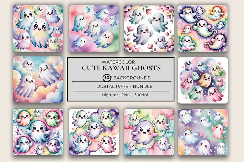 Kawaii Ghosts Background Papers - CraftNest - Digital Crafting and Art