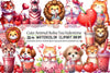 Cute Animal Boba Tea Valentine Clipart Bundle
