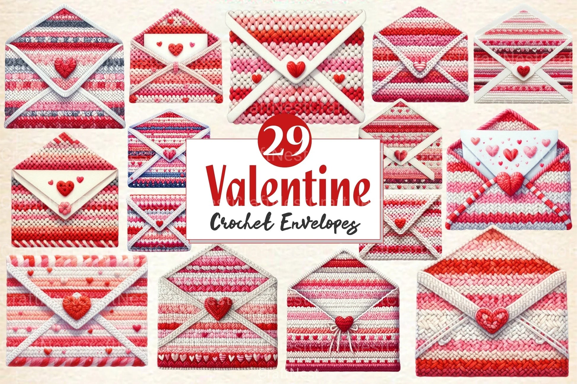 Valentine Crochet Envelopes Clipart Bundle 1 - CraftNest - Digital Crafting and Art