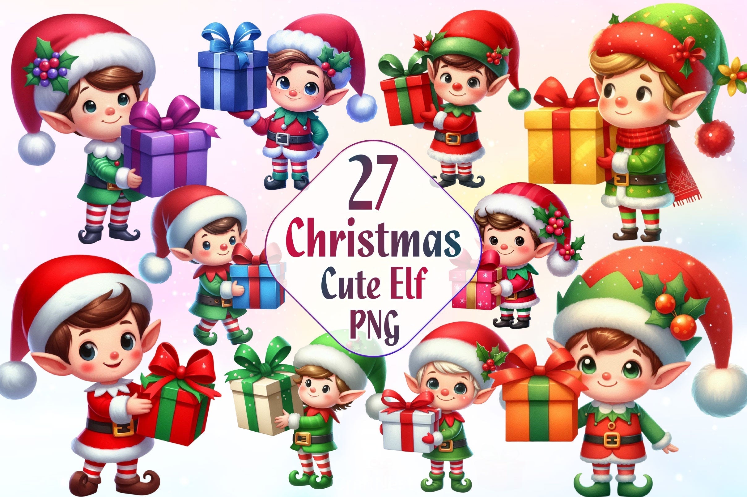 Christmas Elf Christmas Clipart Bundle 2