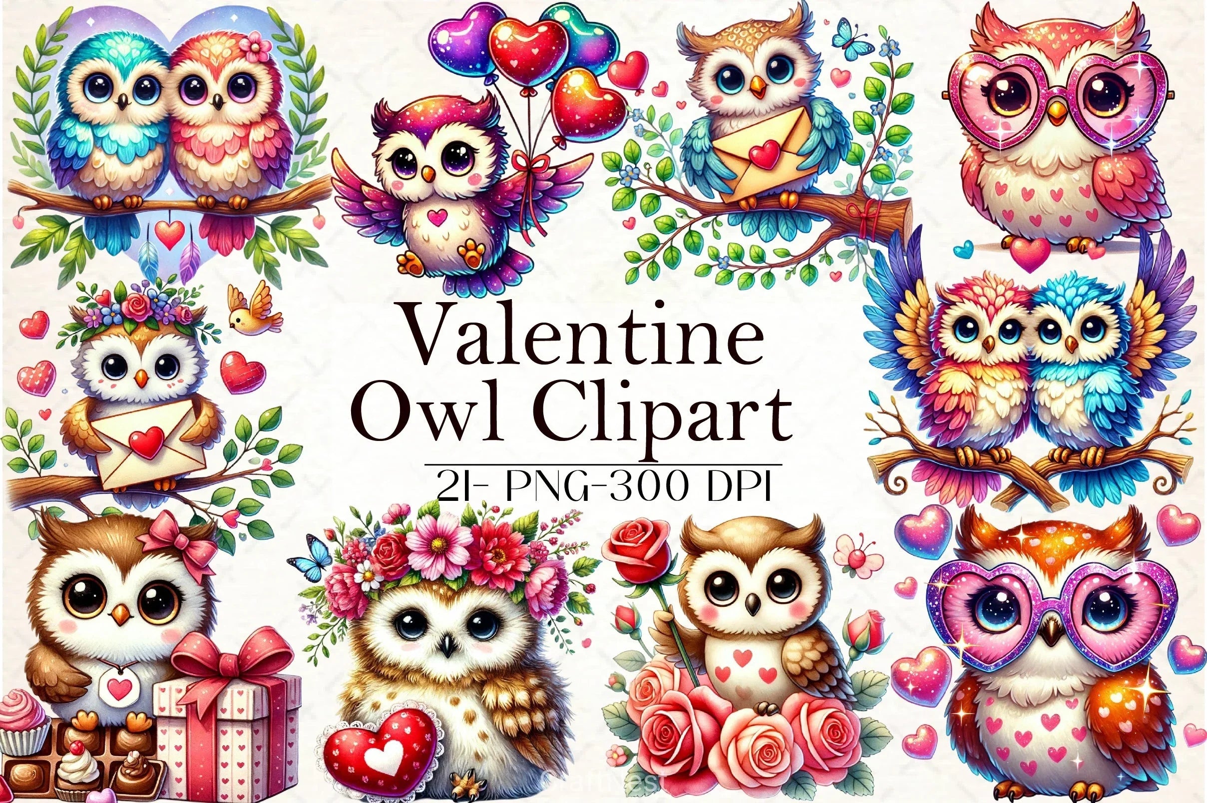 Valentine Owl Clipart Bundle - CraftNest - Digital Crafting and Art
