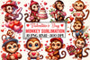 Valentine Monkey Clipart Bundle