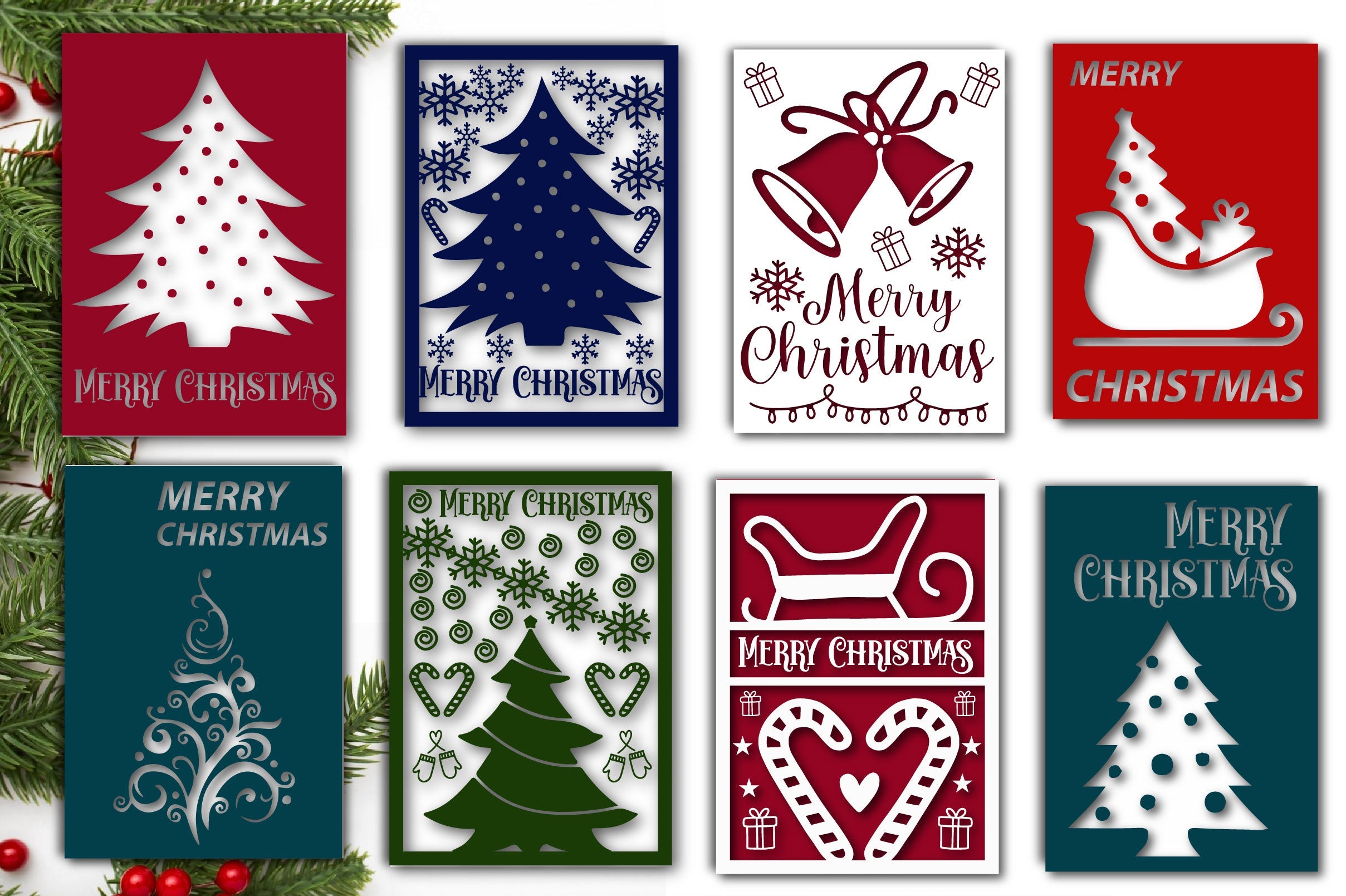 Merry Christmas Card SVG Bundle 2