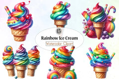 Rainbow Ice Cream Clipart Bundle - CraftNest - Digital Crafting and Art