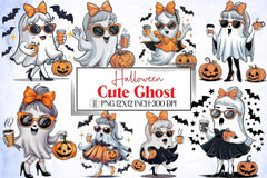 Cute Ghost Halloween Clipart Bundle 4 - CraftNest - Digital Crafting and Art