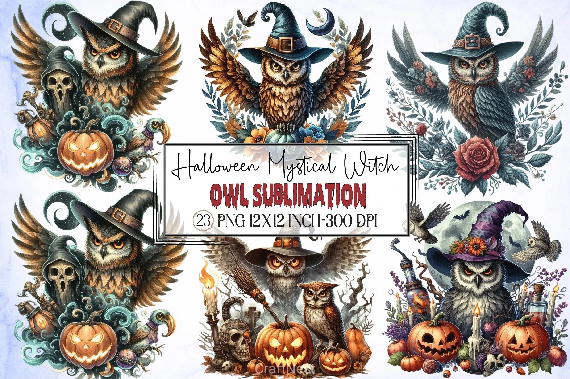 Halloween Witch Owl Clipart Bundle - CraftNest - Digital Crafting and Art