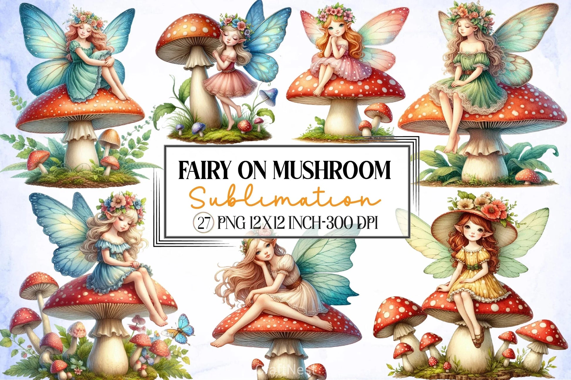 Fairy Mushroom Clipart Bundle - CraftNest - Digital Crafting and Art
