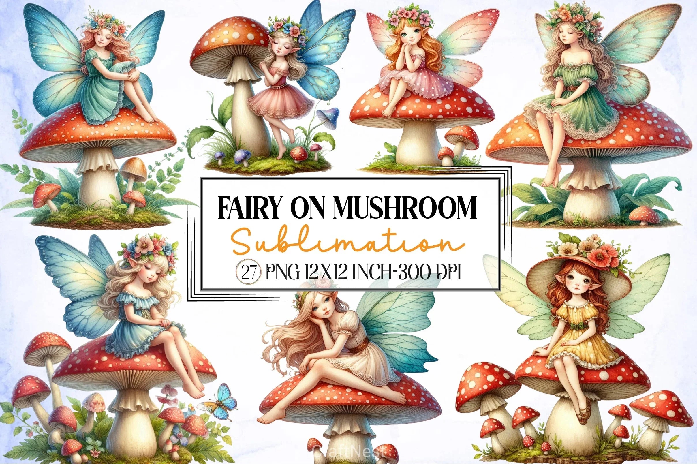 Fairy Mushroom Clipart Bundle - CraftNest - Digital Crafting and Art