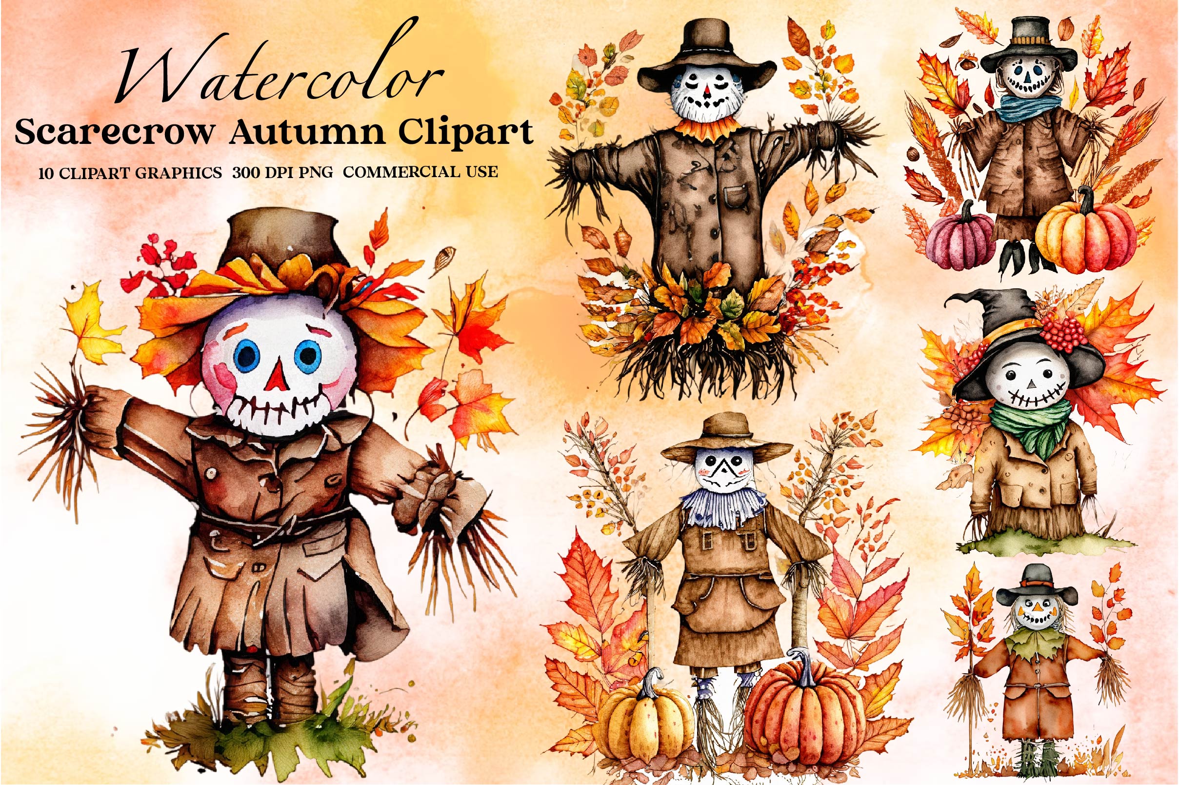 Scarecrow Autumn Clipart Bundle