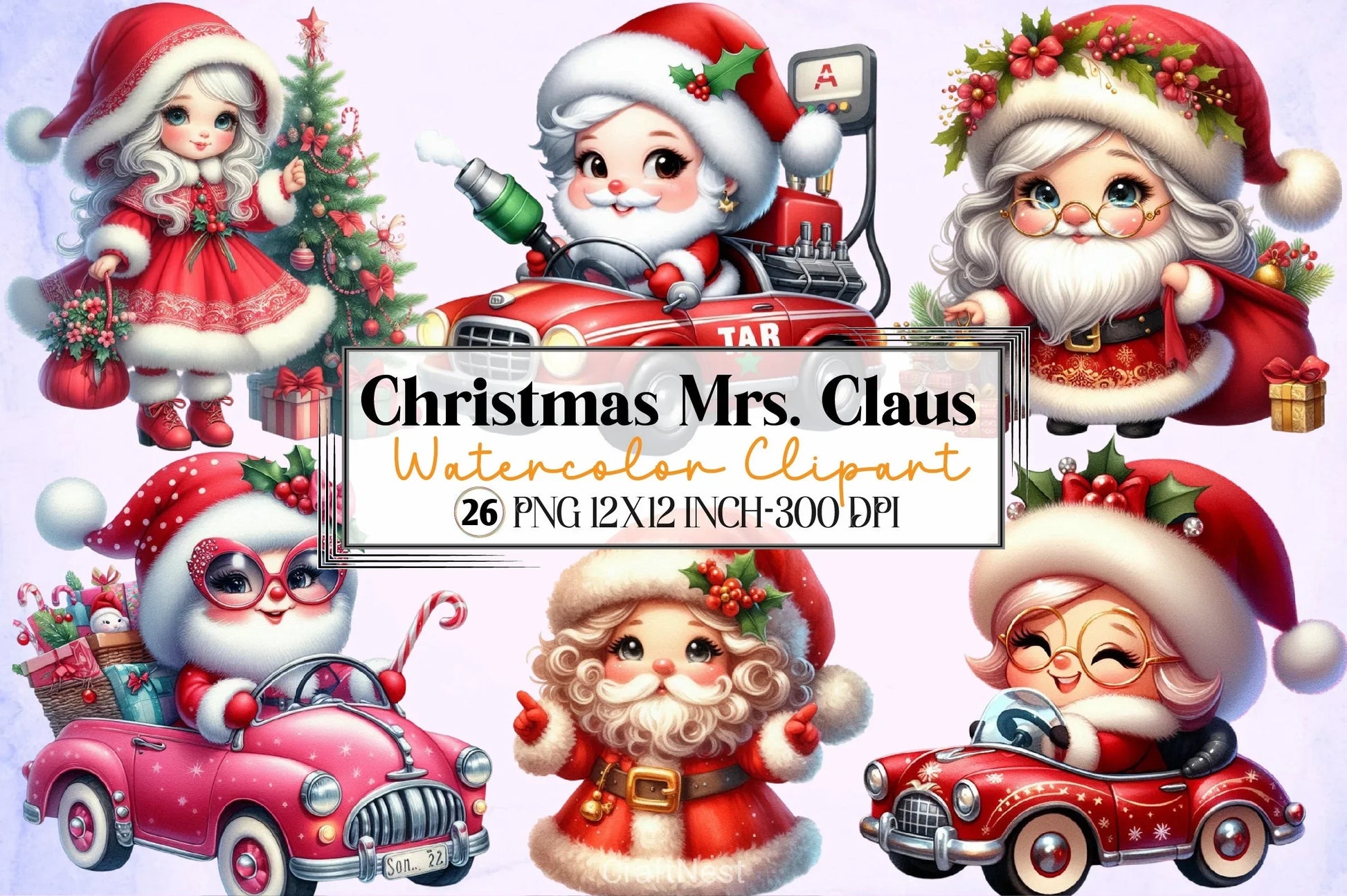 Christmas Mrs. Claus Clipart Bundle - CraftNest - Digital Crafting and Art
