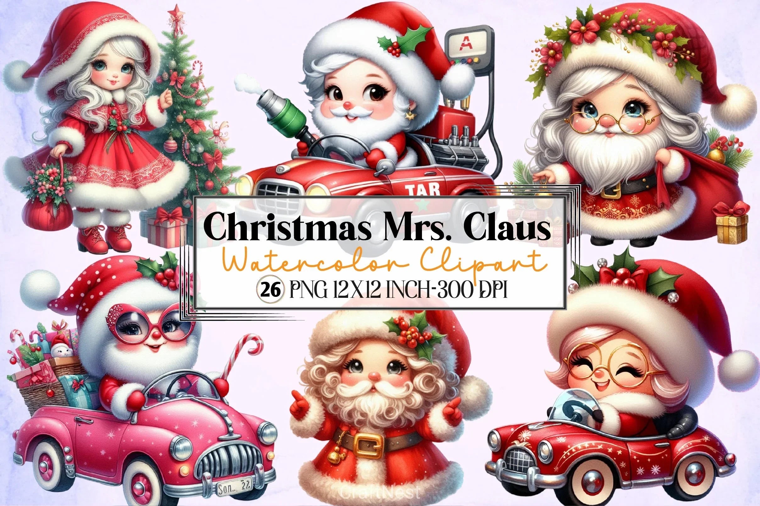 Christmas Mrs. Claus Clipart Bundle - CraftNest - Digital Crafting and Art