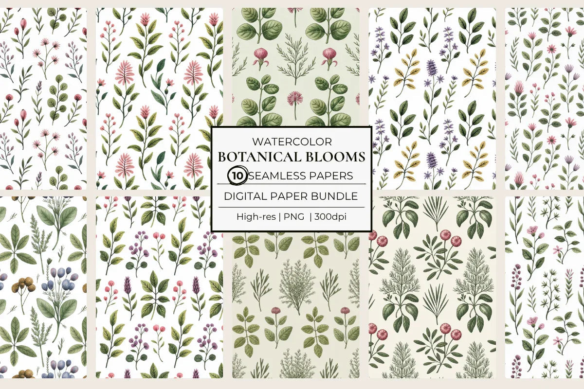 Botanical Blooms Seamless Papers - CraftNest - Digital Crafting and Art