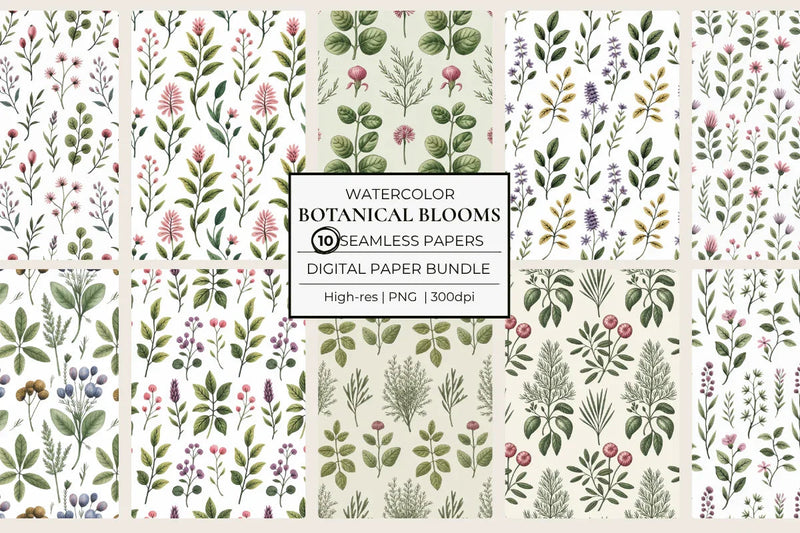 Botanical Blooms Seamless Papers - CraftNest - Digital Crafting and Art